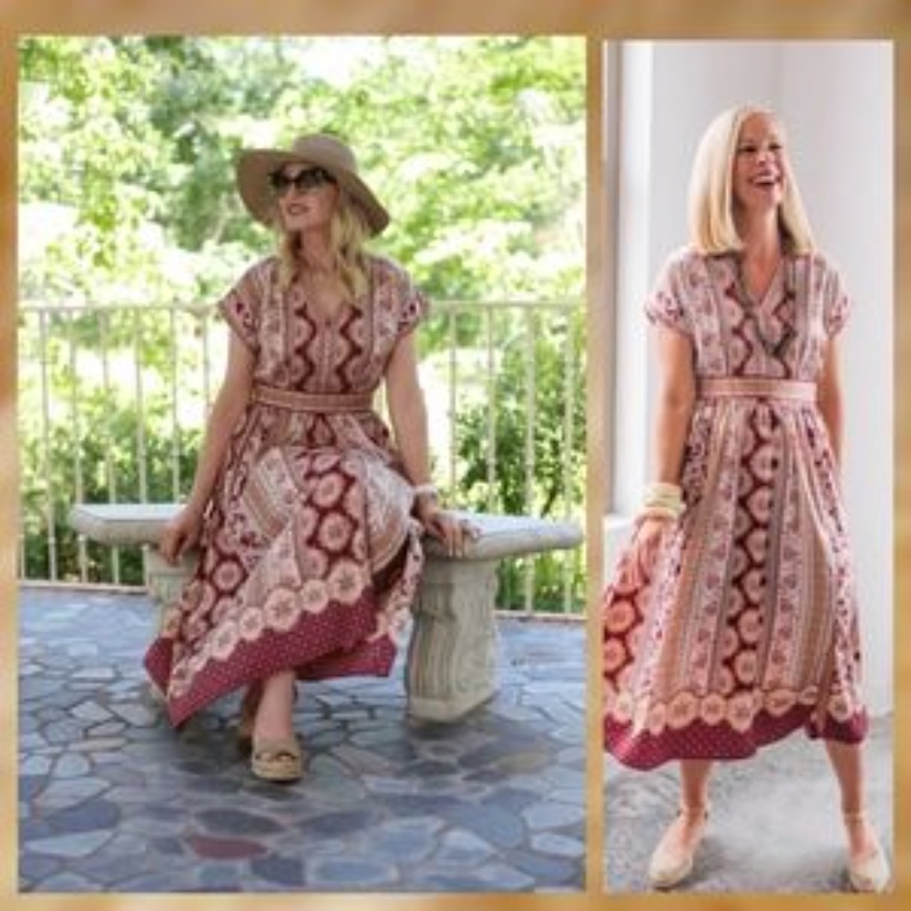 Gal meets Glam Liza print Charmeuse Midi Dress 6